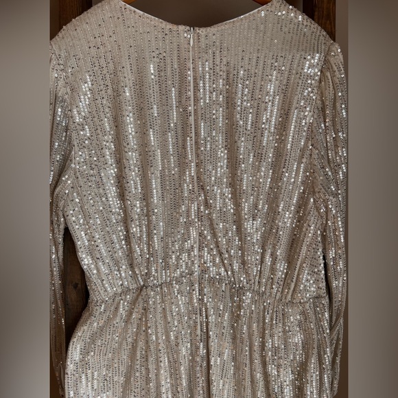 Lane Bryant Shimmering Champagne Long Sleeve Sequin Dress - Picture 4 of 5